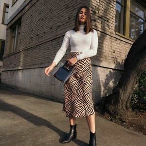 re:named Zebra Print Midi Skirt